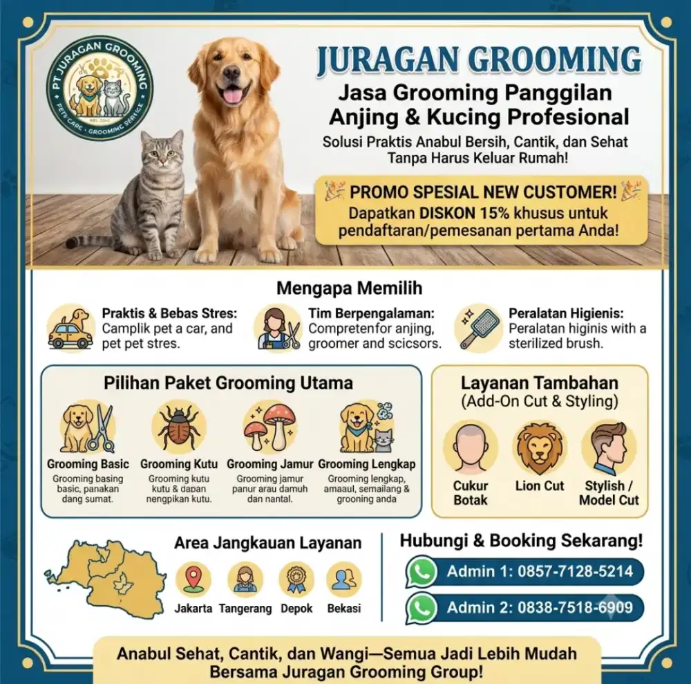 Grooming panggilan home servis jakarta tangerang