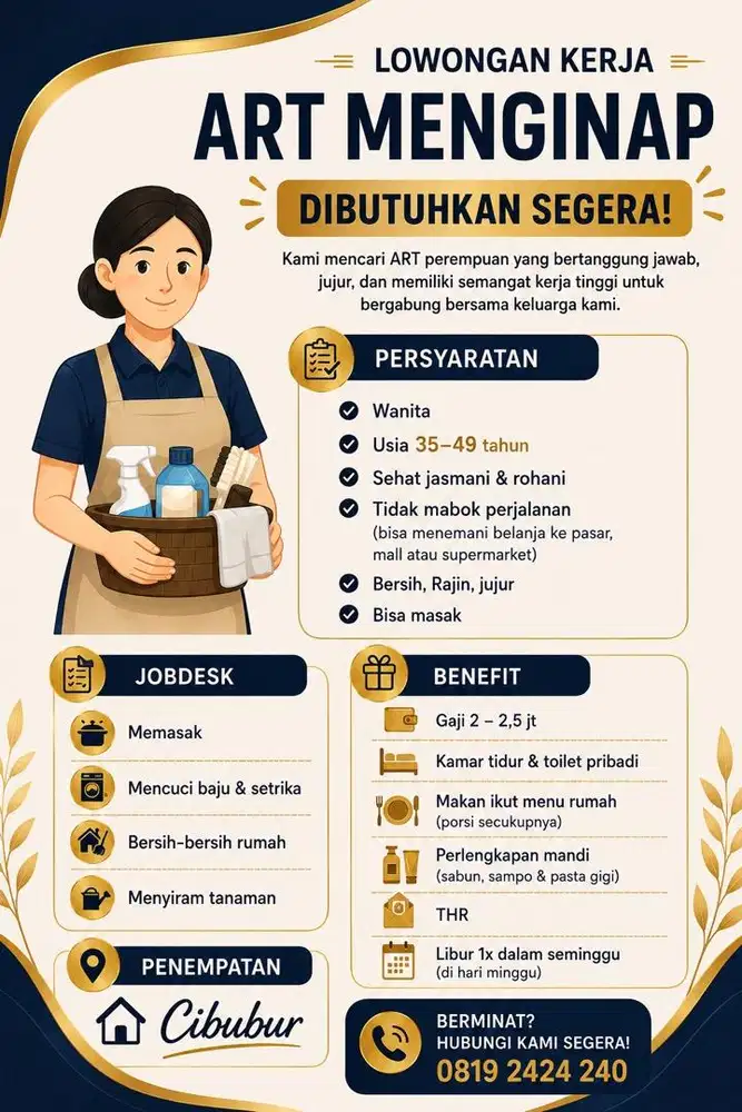 Loker ART Menginap