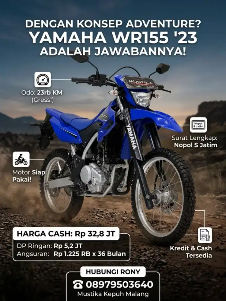 READY‼️ YAMAHA WR 155 TH 2023 NOPOL S. WARNA FAVORIT BIRU