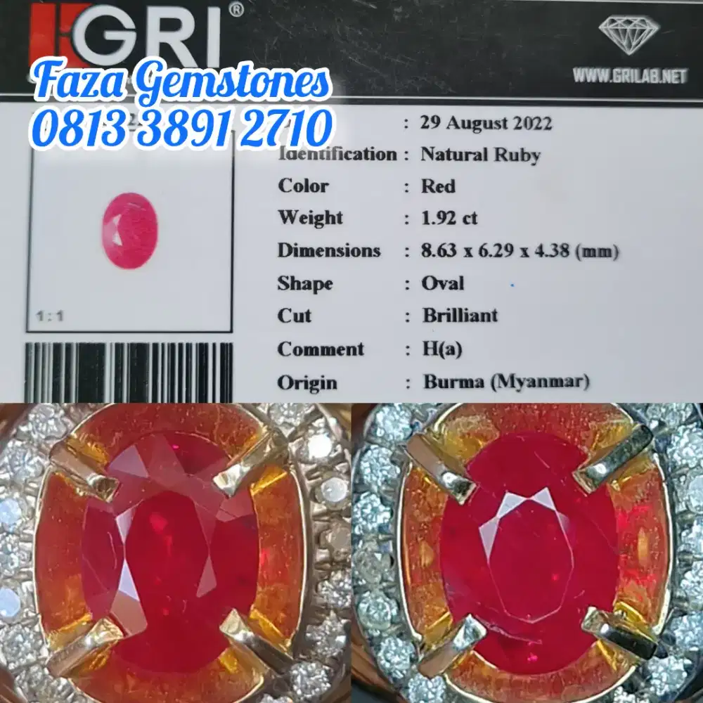 Red Pigeon Blood Ruby Burma, Real nya lebih merah, ring perak berlian