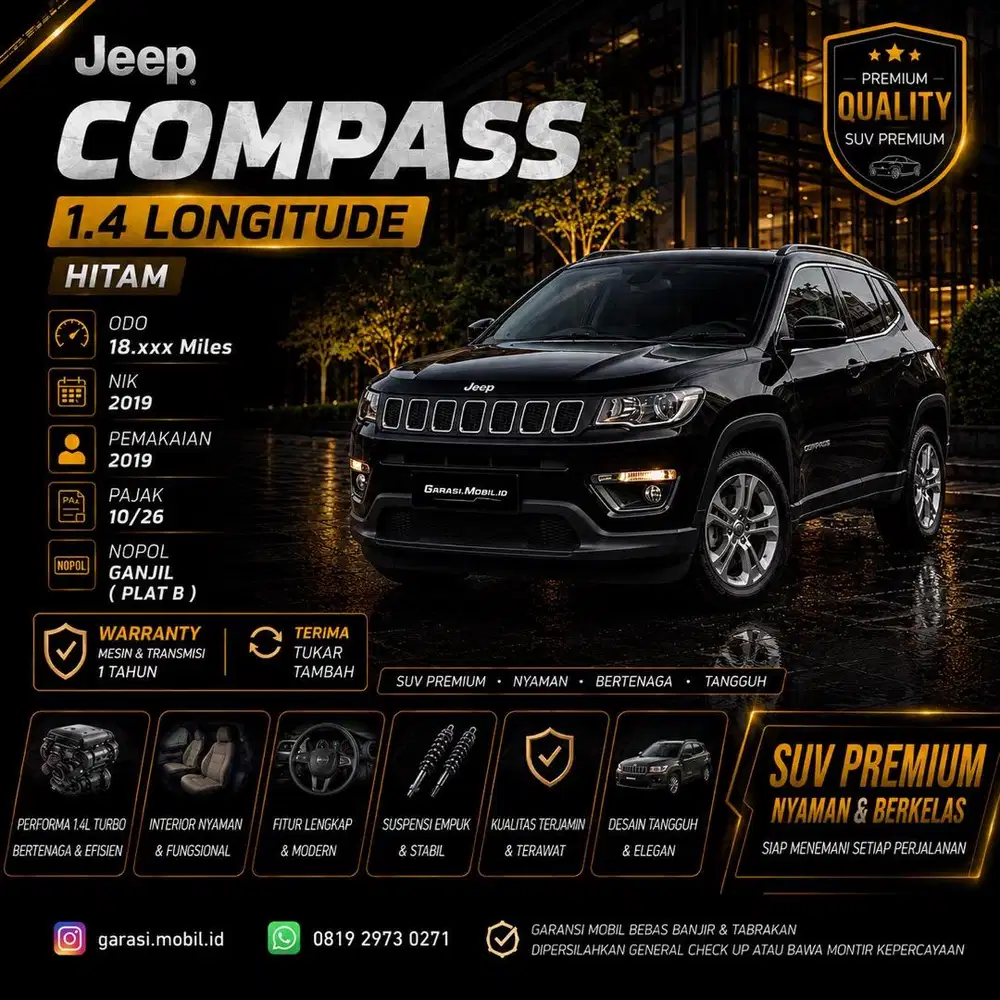 Jeep Compass Longitude 1.4 2019 / Odo 18rbu Miles