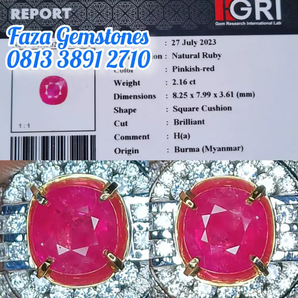 HQ Natural Ruby Burma, Christal, Transparan, Body Glass, Good Shape