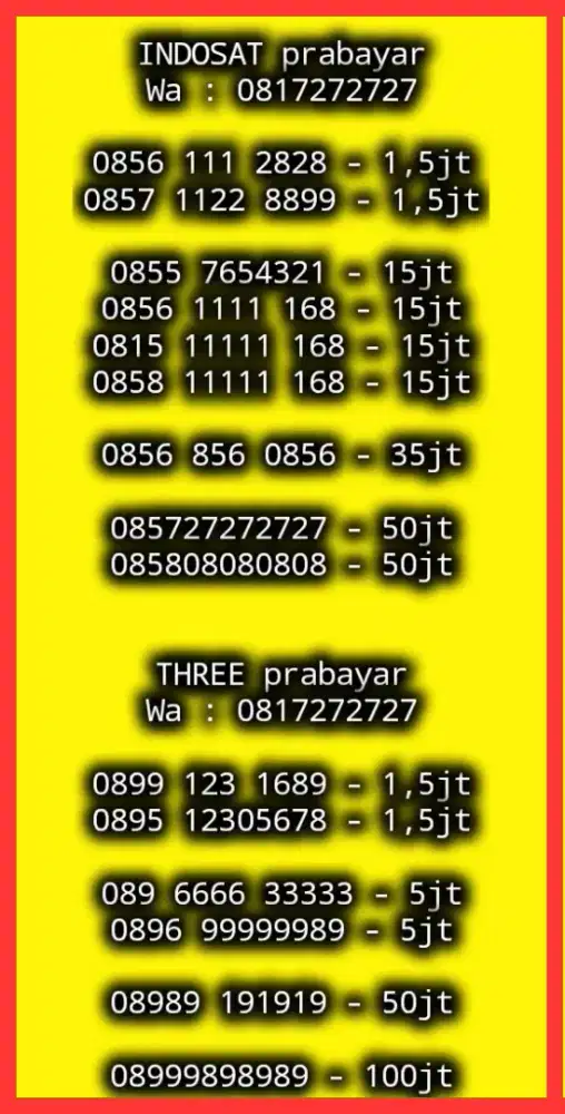 NOMOR CANTIK INDOSAT n THREE