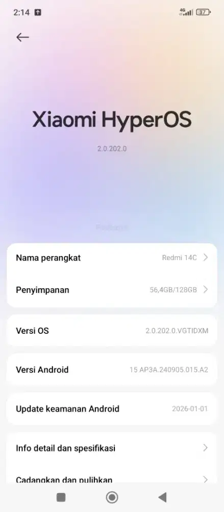 Di jual BU HP redmi 14C ram 6/128, HP dan casan, lokasi jakpus.