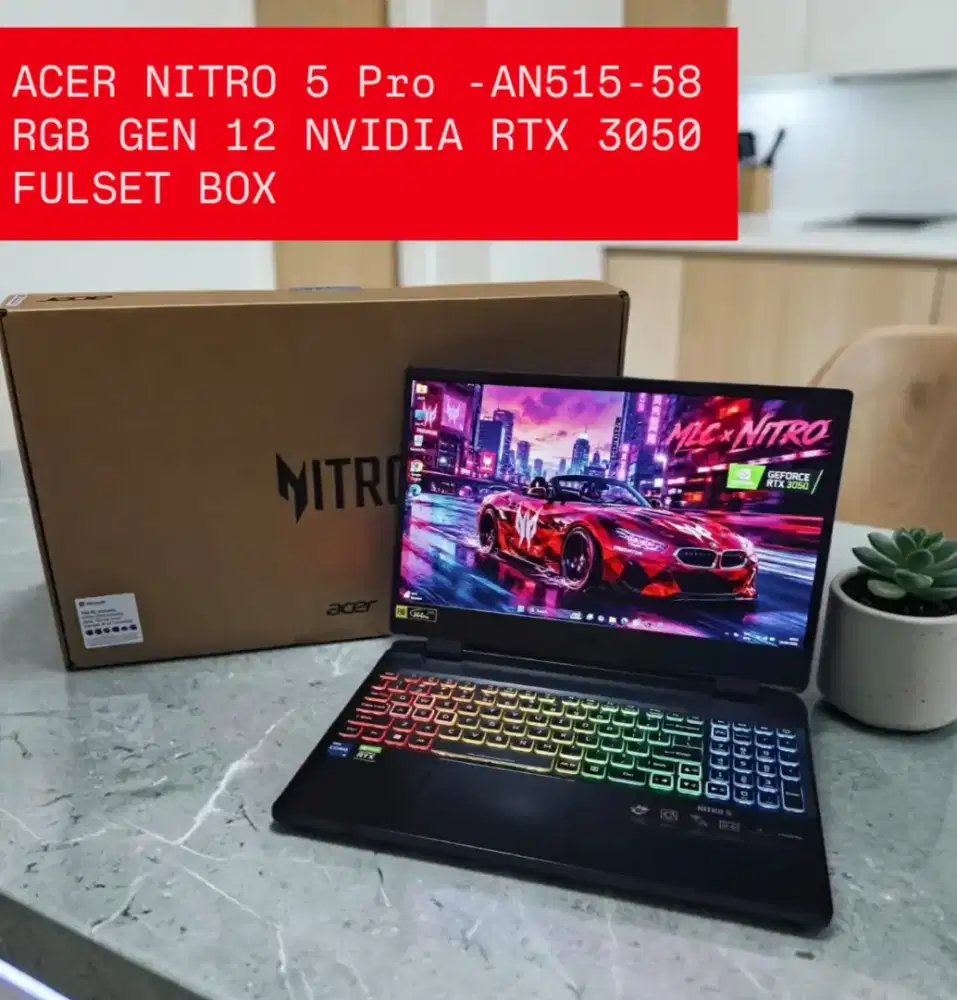 ACER NITRO 5 Pro -AN515-58 RGB GEN 12 NVIDIA RTX 3050 FULSET BOX