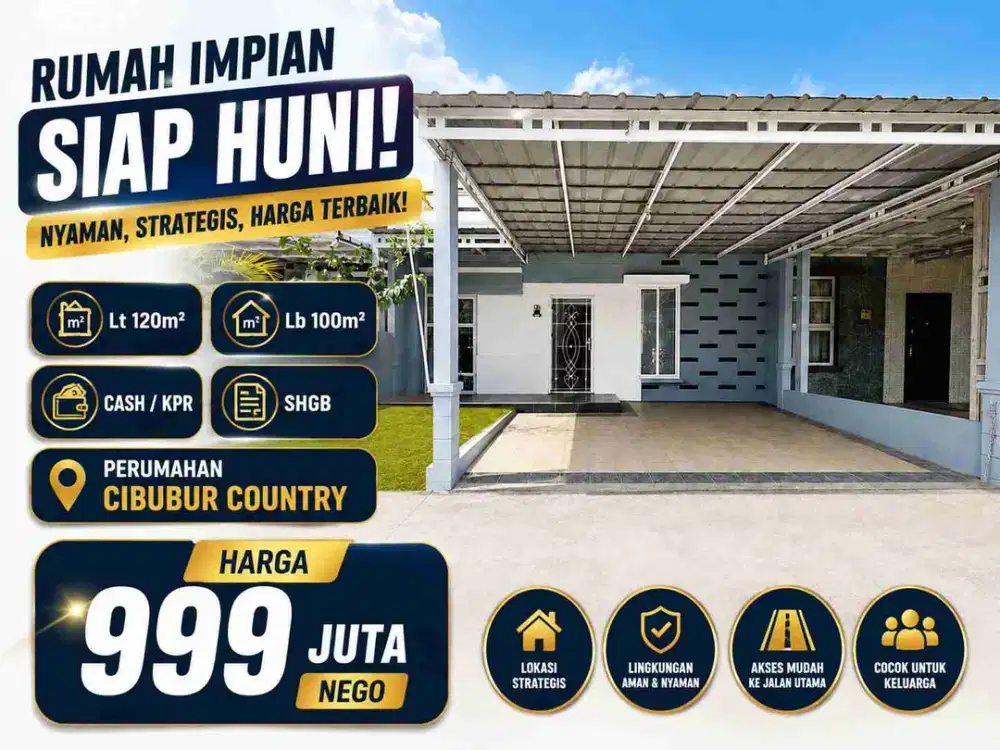 Rumah Minimalis 1 Lantai Jual Cepat di Cibubur Country