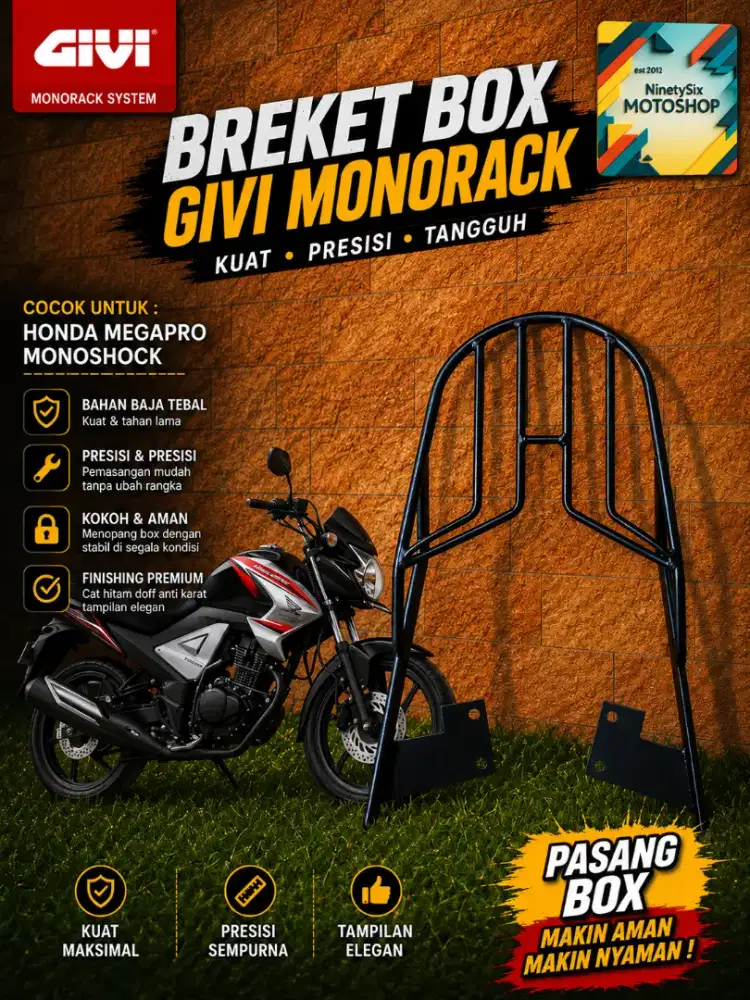 Breket bracket box motor honda new megapro monoshock