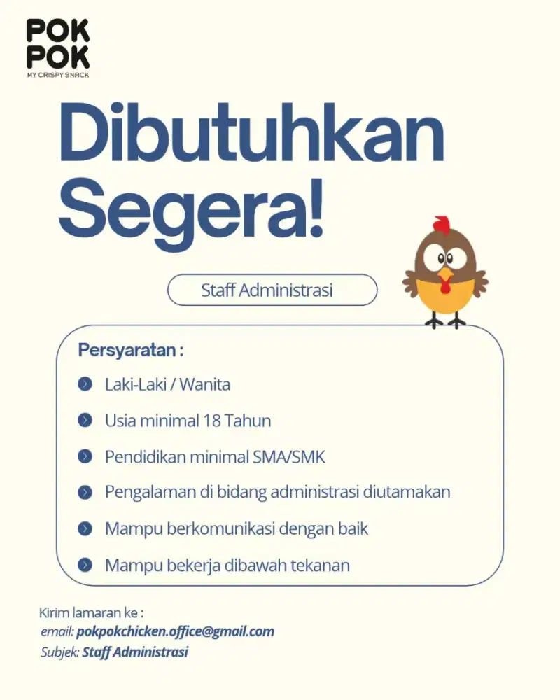 Lowongan kerja staf administrasi
