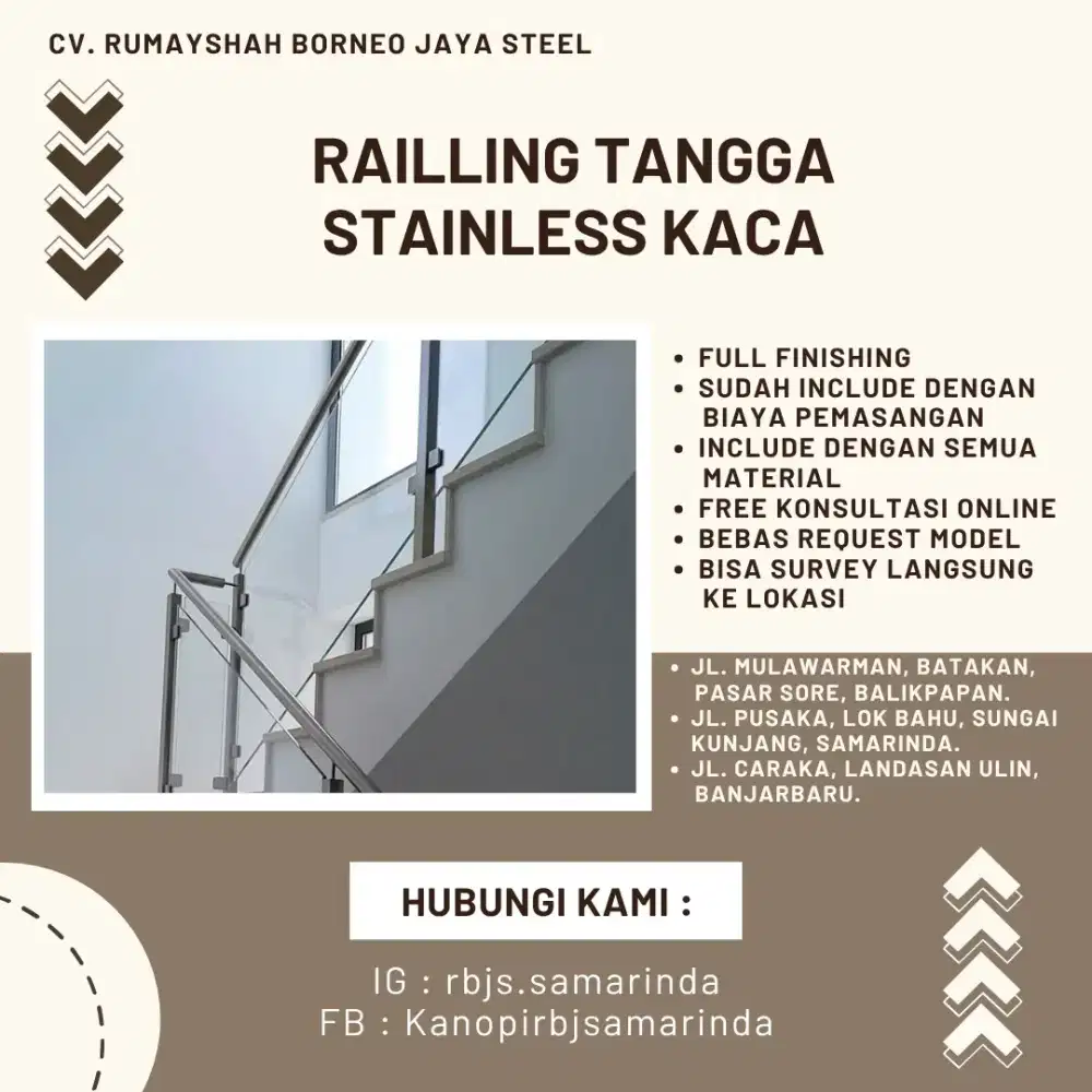 Railling Tangga Stainless Kaca