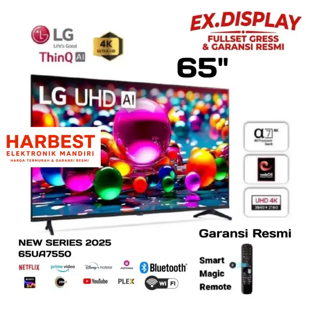 LG UHD AI 4K 65 Inch Smart TV WebOS Magic Remote 65UA7550 PRO Dolby