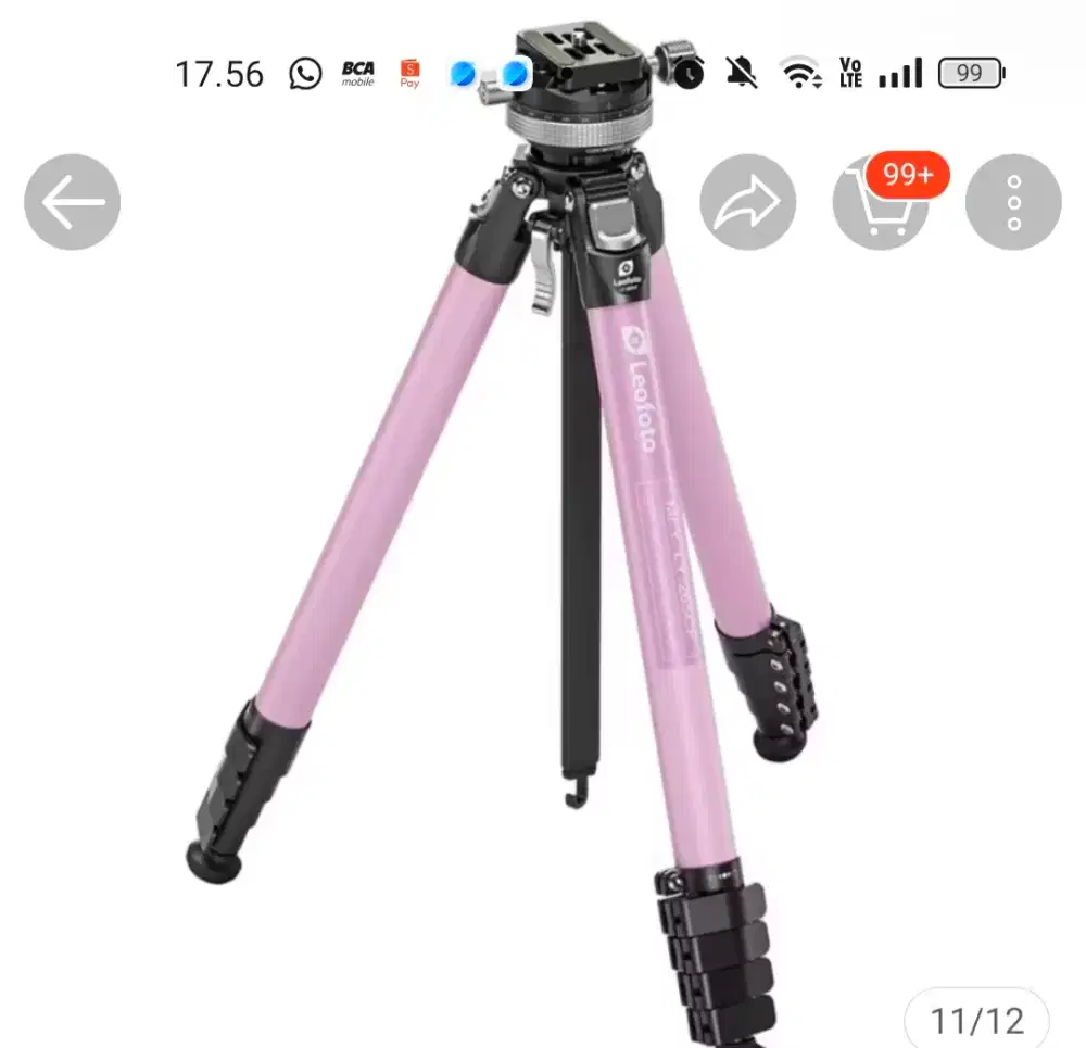 Leofoto LY-224C + LH-25 Carbon Fiber Tripod Camera with Ball Head Pink