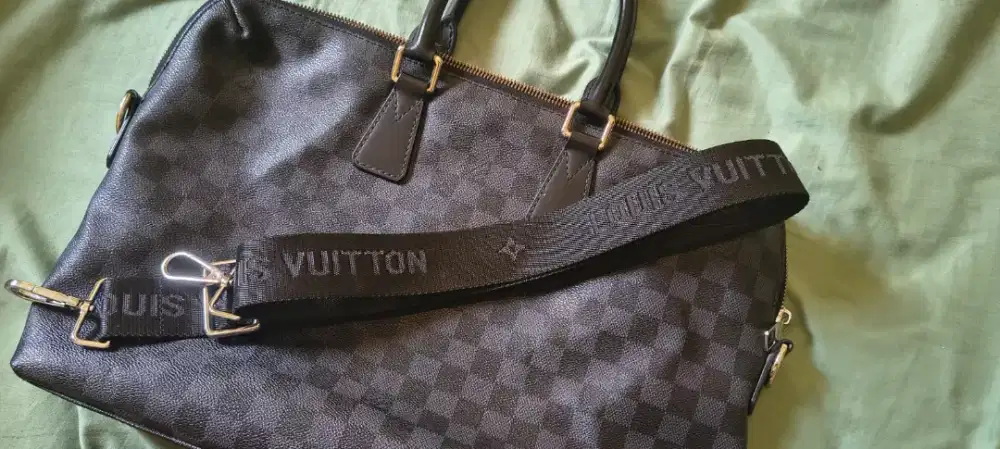 PRELOVED L* DAMIER LEATHER PORTE DOCUMENT BAG
