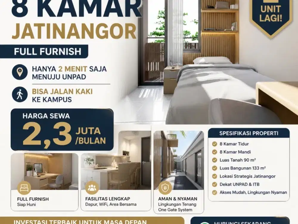 Dijual Kost Exclusive Jatinangor, 2 Menit ke Unpad, Siap Income Ratusan Juta/Tahun