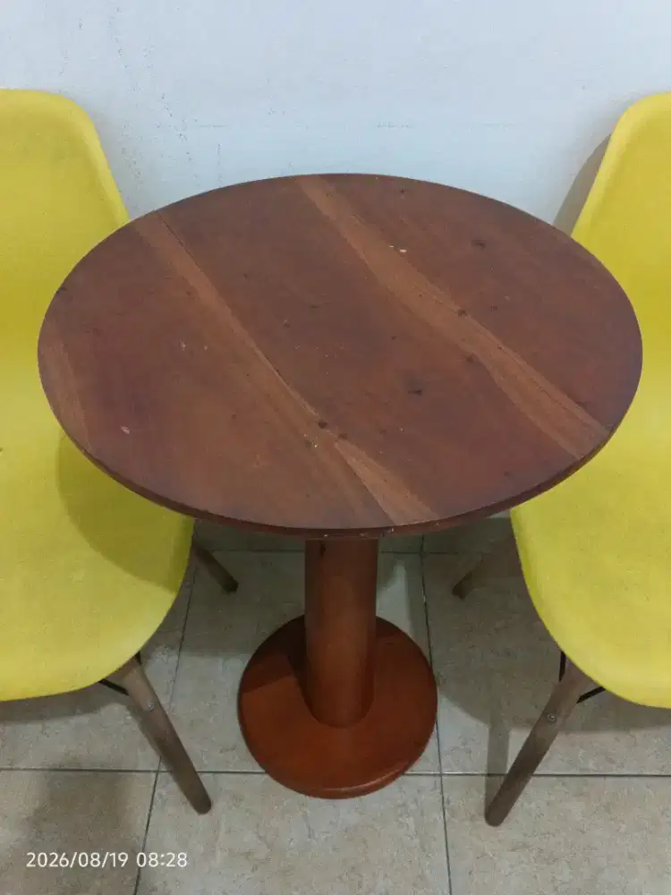 JUAL MEJA BUNDAR KAYU SECOND