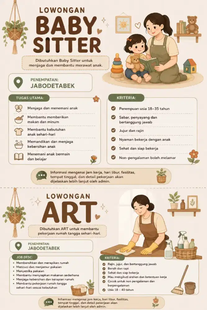 Lowongan kerja kerja Baby sitter & ART