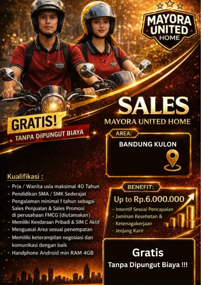 Lowongan Sales Motoris Mayora Home Bandung Kulon