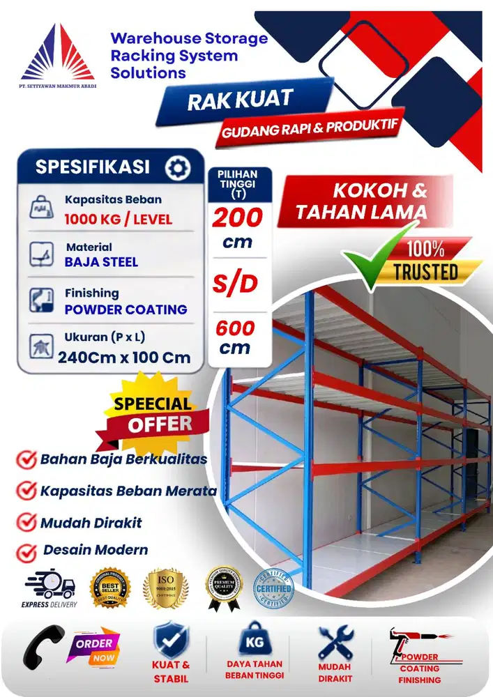 PUSAT SOLUSI RAK GUDANG READY STOK BERBAGAI TYPE DAN KAPASITAS