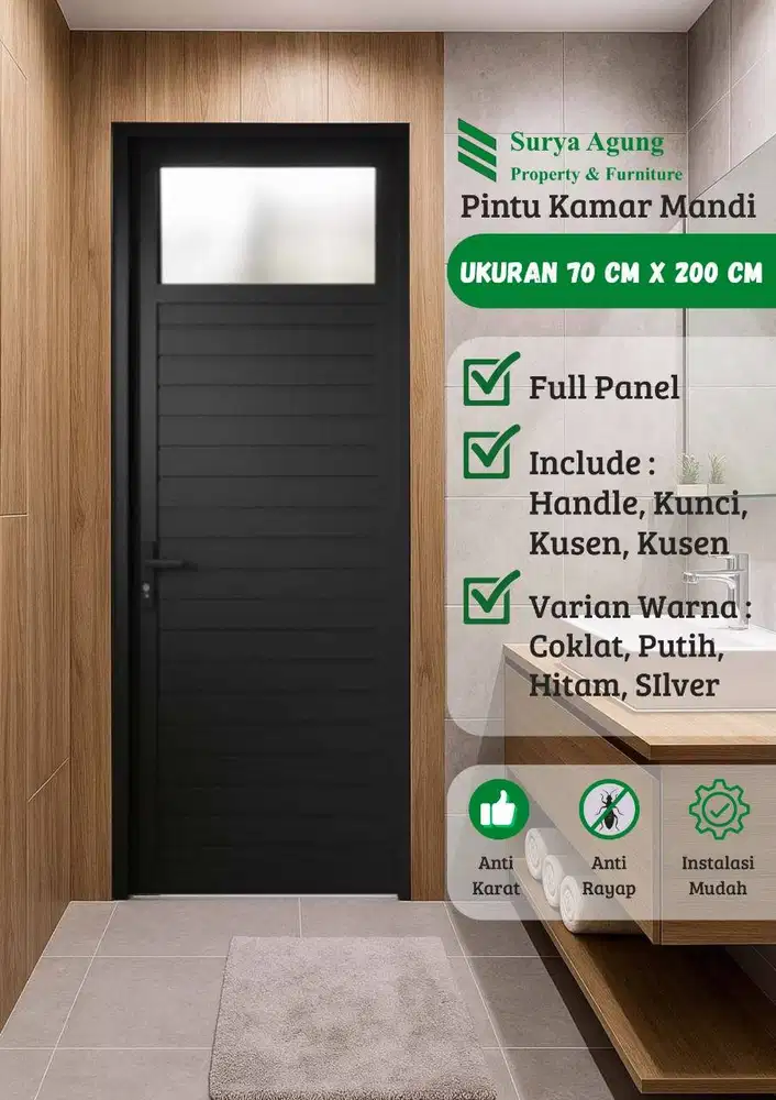 PROMO PINTU KAMAR MANDI ALUMINIUM area tegal pemalang