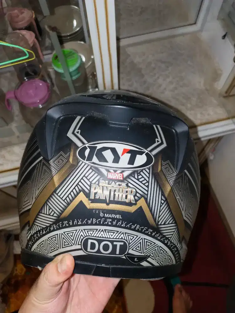 HELM KYT K2 RIDER BLACK PANTHER BLACK DOFF GOLD DOUBLE VISOR FULL FACE