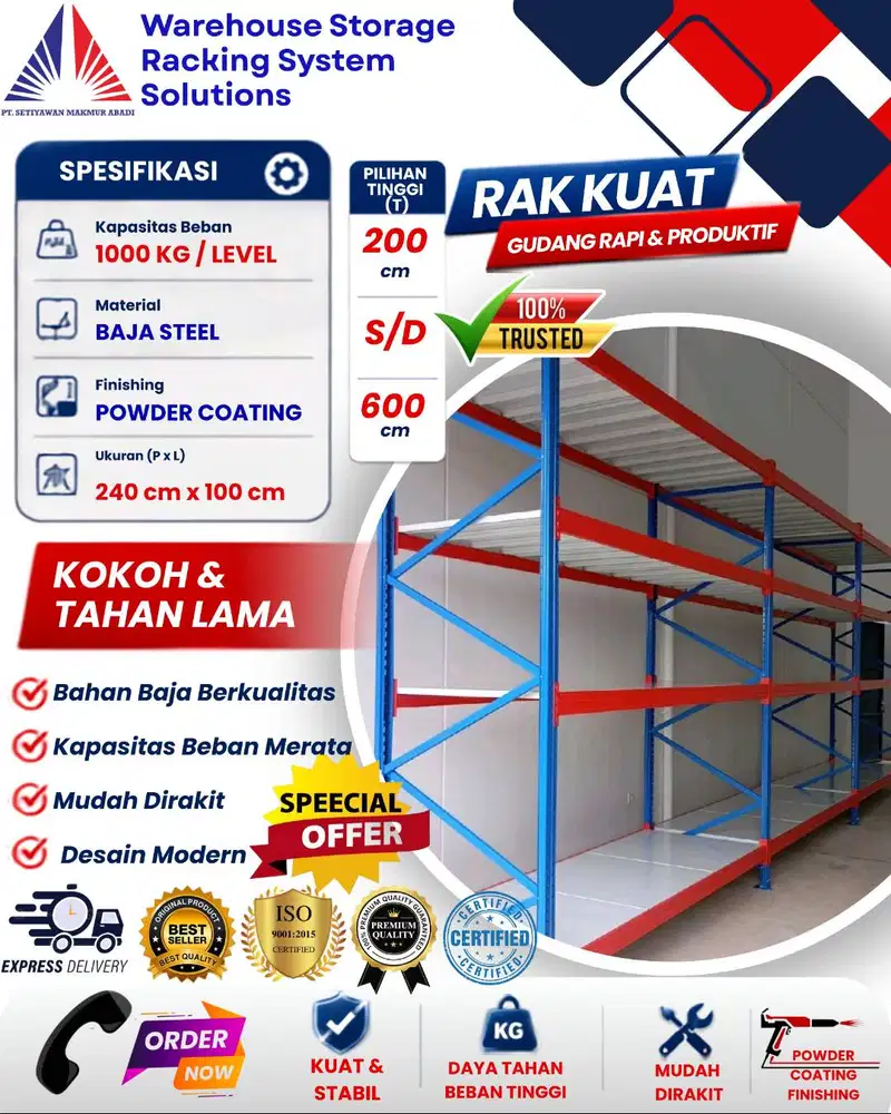 PUSAT RAK GUDANG INDUSTRI 250-4000KG ANTI KARAT