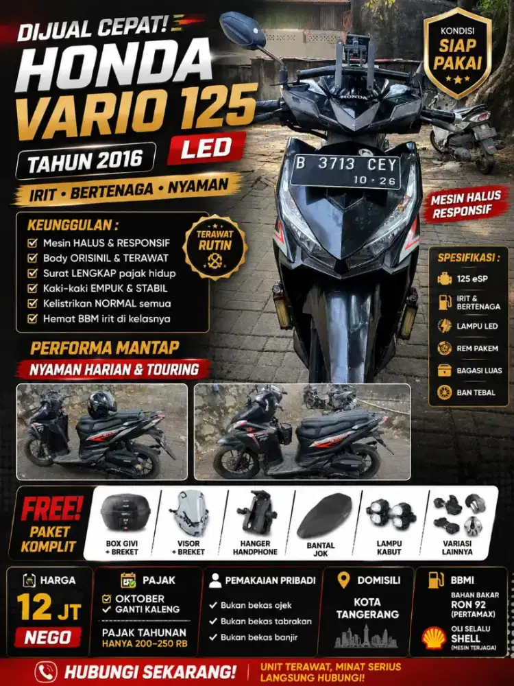 Jual cepat vario oke punya