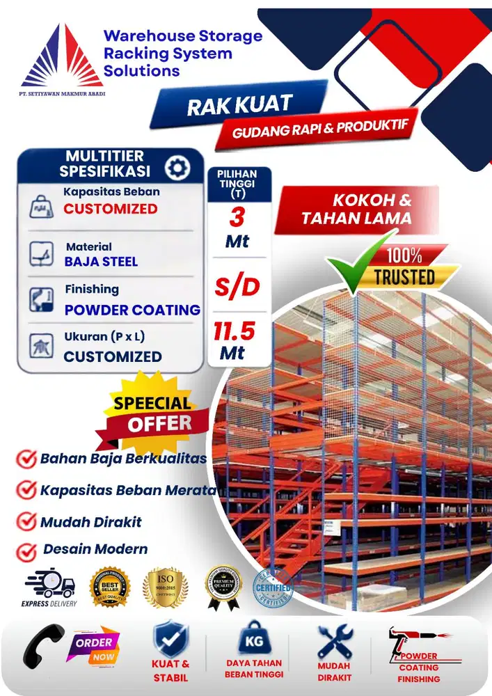 Heavy duty rak Multitier & rak palet 500KG S/D 1000KG