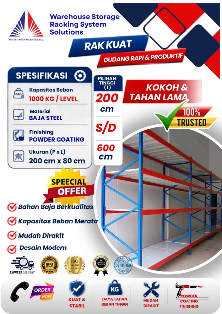 PREMIUM SHELVING RAK GUDANG SPARE PART HEAVY DUTY 1000Kg PER SHELVING
