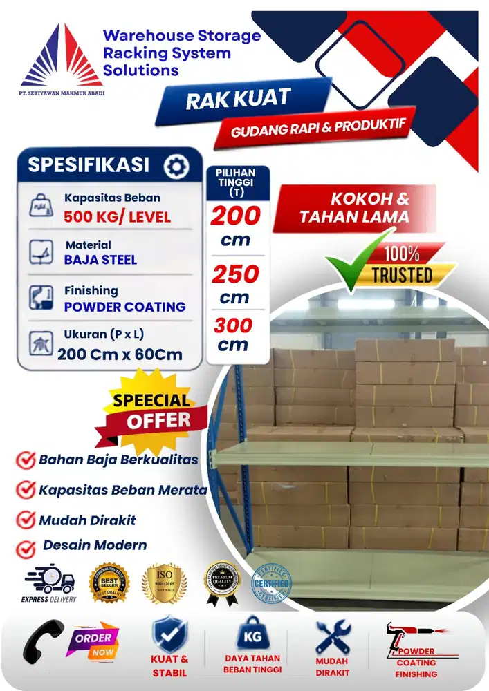 PUSAT RAK INDUSTRI SEMUA TYPE KAPASITAS 250KG-4TON/LEVEL