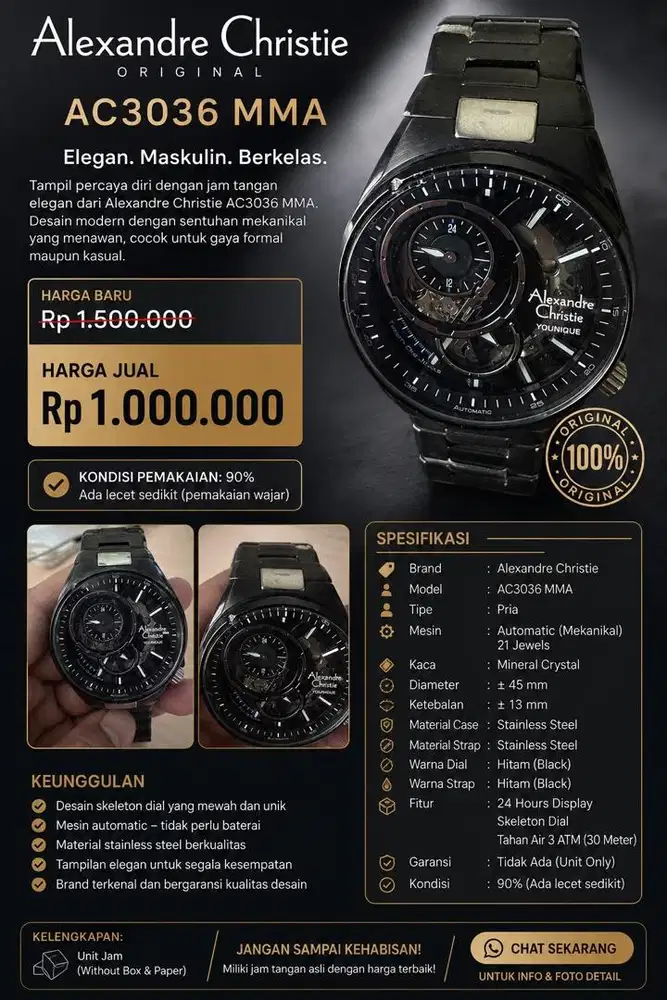 Jual Jam Tangan Alexandre Cristie AC 330 MA