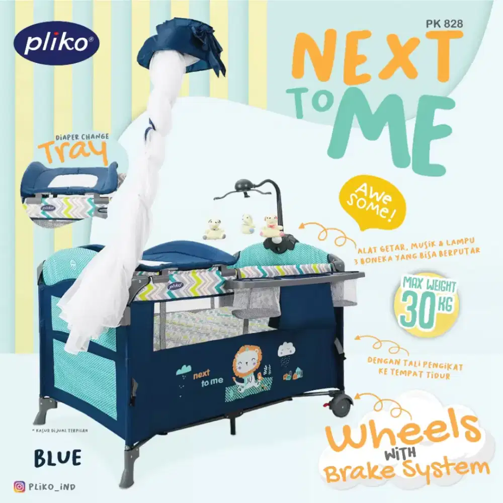 PRELOVED BABY BOX KELAMBU PLIKO NEXT TO ME TRAVEL COT B 828 SLR