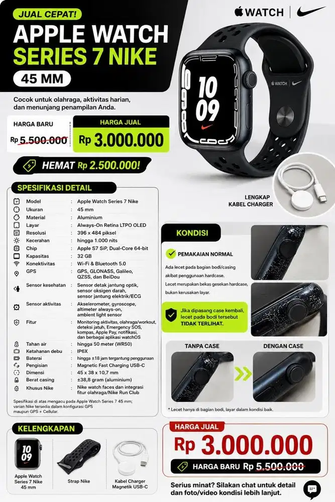 Jual Apple Smartwatch Series 7 Nike Edition
