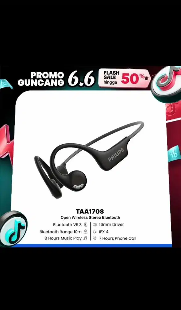 Philips TAA1708 Open Wireless Stereo Bluetooth Earphone Open Ear