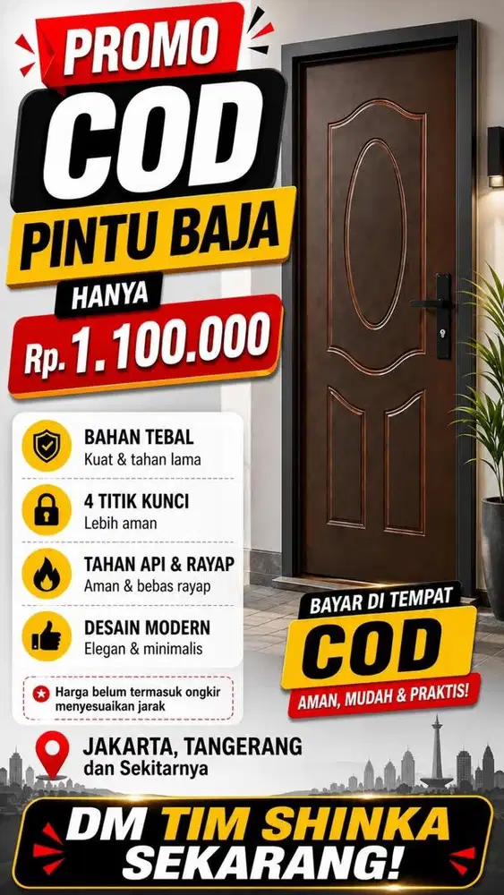 Pintu Baja Anti Rayap Harga 1,1 Jutaan – Cocok untuk Rumah