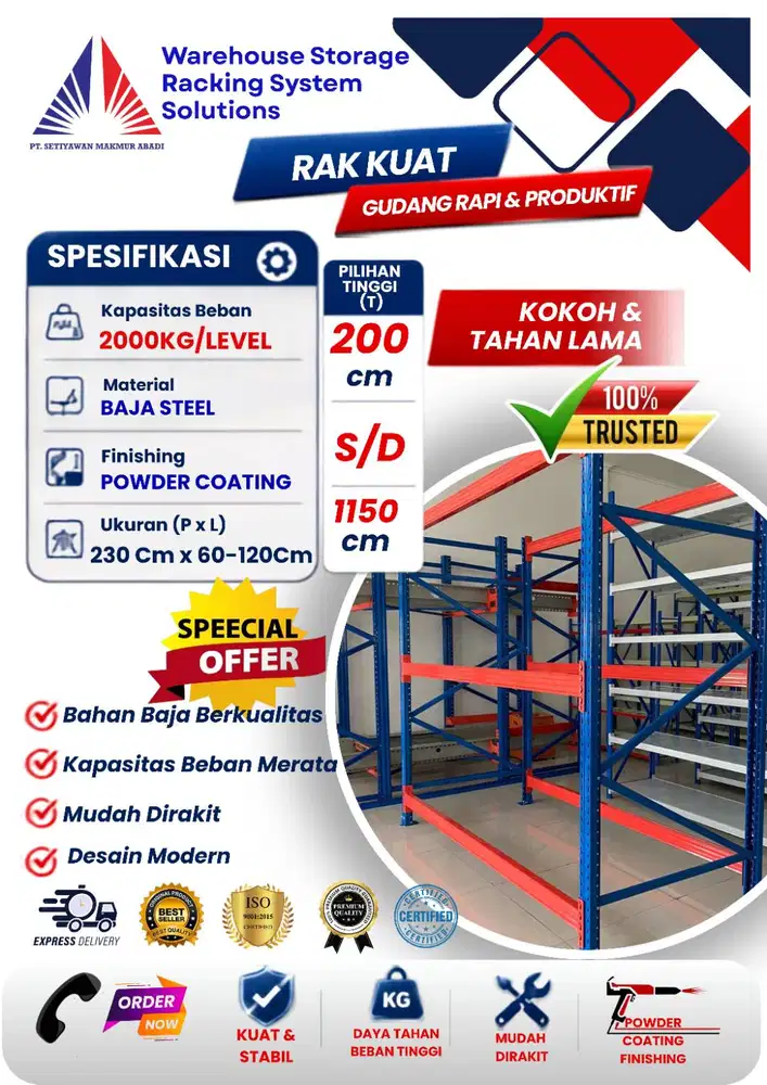 RAK HEAVY DUTY 2TON PER LEVEL SIAP KIRIM HARGA PABRIK