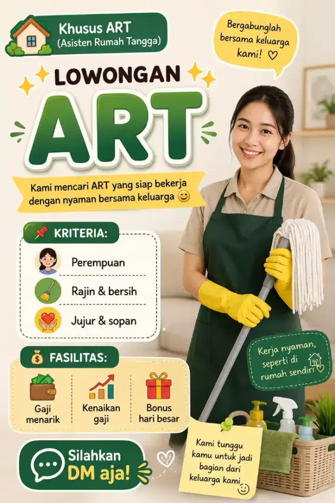 Lowongan kerja suster balita dan art