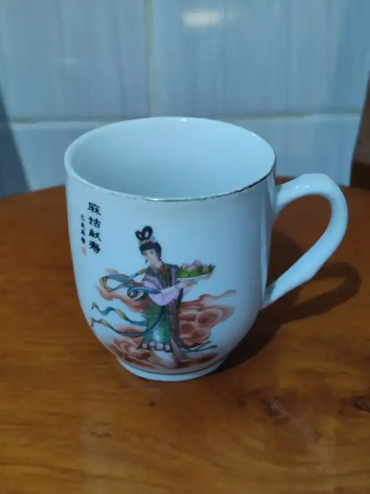 Mug Porselin Vintage utk Kopi, Teh ori Made in China (bs utk koleksi)