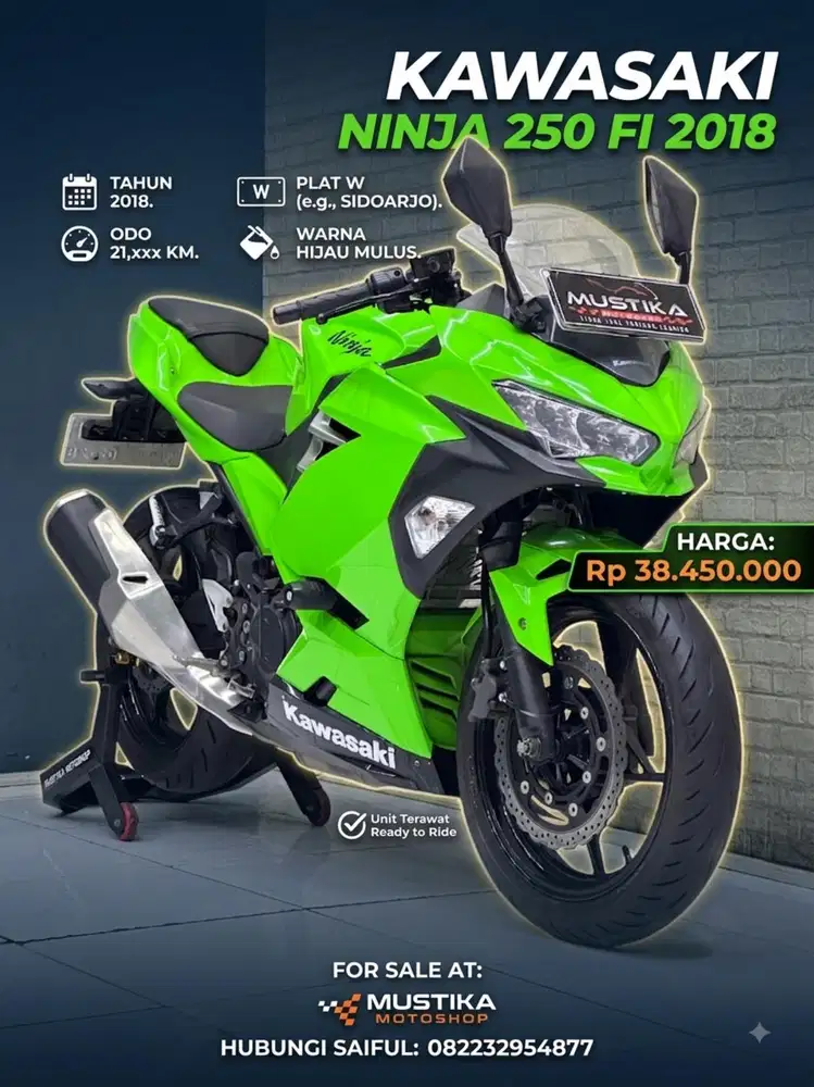 Perfect Condition!!Kawasaki Ninja 250 Fi 2018 Green Mulus-Mustika