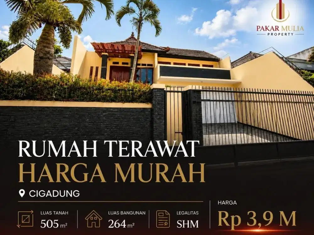 DIJUAL B.U! Rumah Siap Huni 505m² di Cigadung Bandung, Harga Hitung Tanah Rp 3,9 M