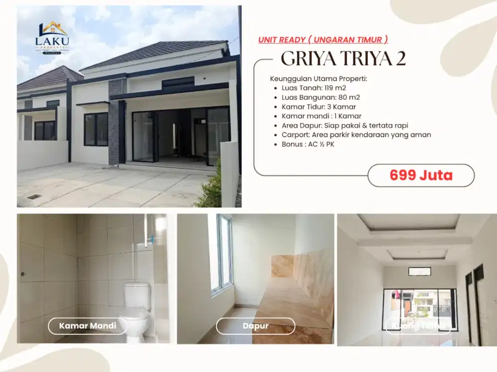 Rumah 3KT di Griya Tria Indah Susukan 2 - Luas Tanah 119m2, Siap Huni!