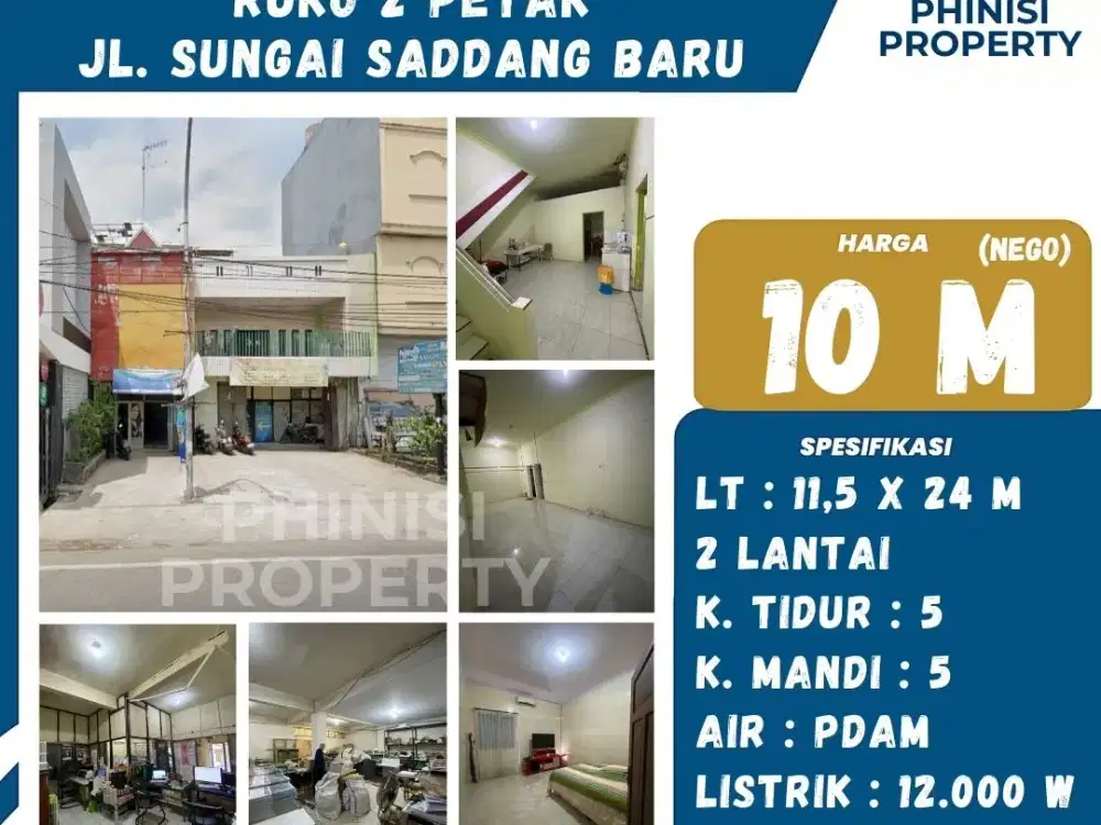 DIJUAL Ruko 2 Petak di Jalan Sungai Saddang Baru