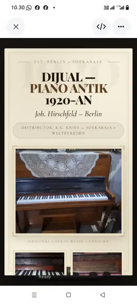 Jual piano tahun 1920