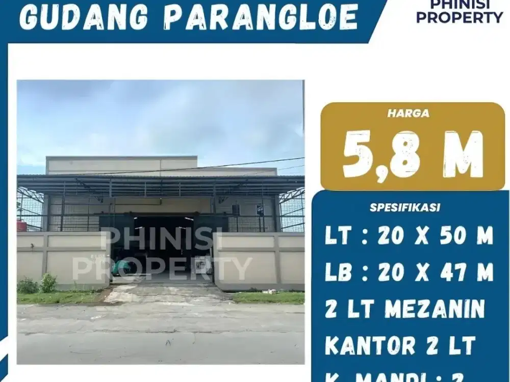 DIJUAL Gudang dengan kantor di Pergudangan Parangloe