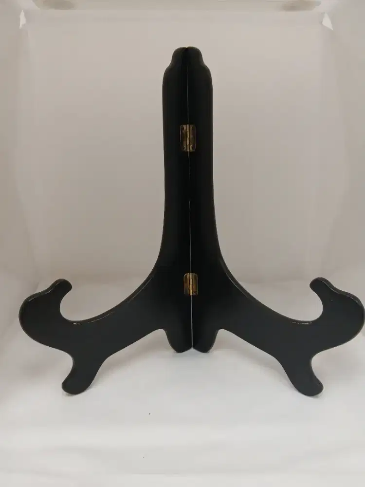 12 BLACK / VINTAGE CHINESE HARDWOOD PLATE STAND arti