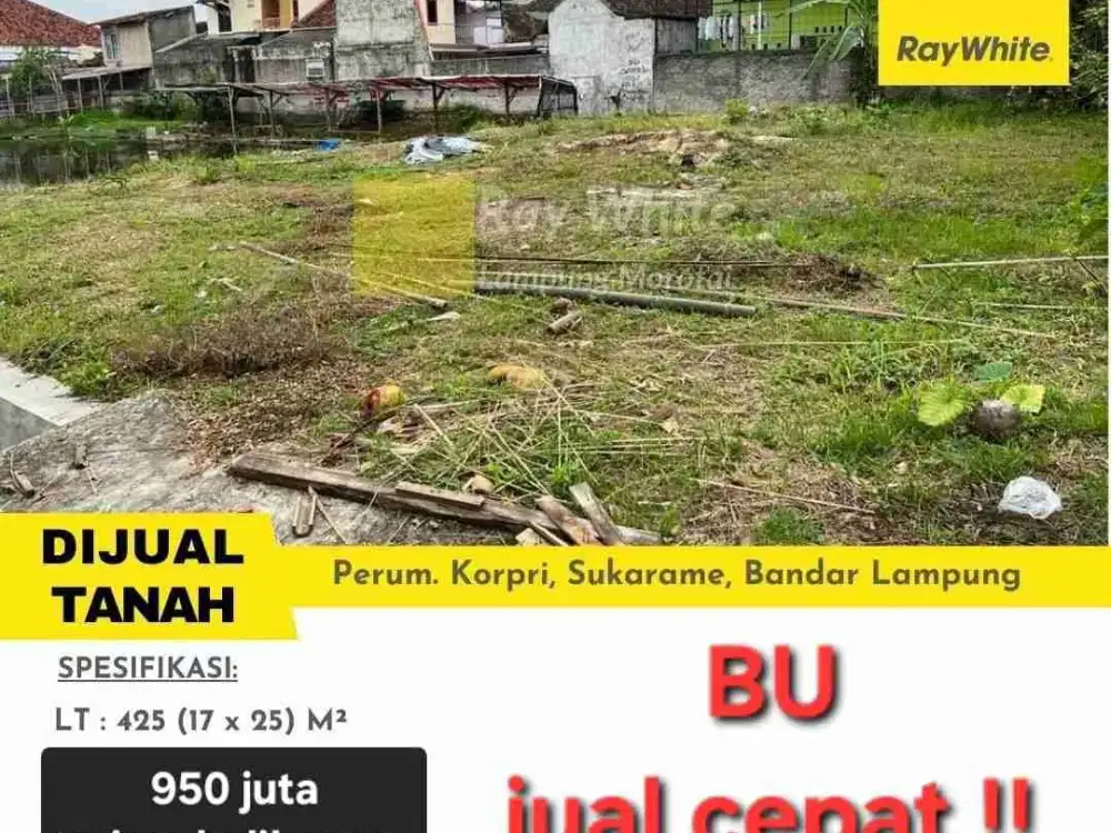tanah korpri deket itera uin jual cepat