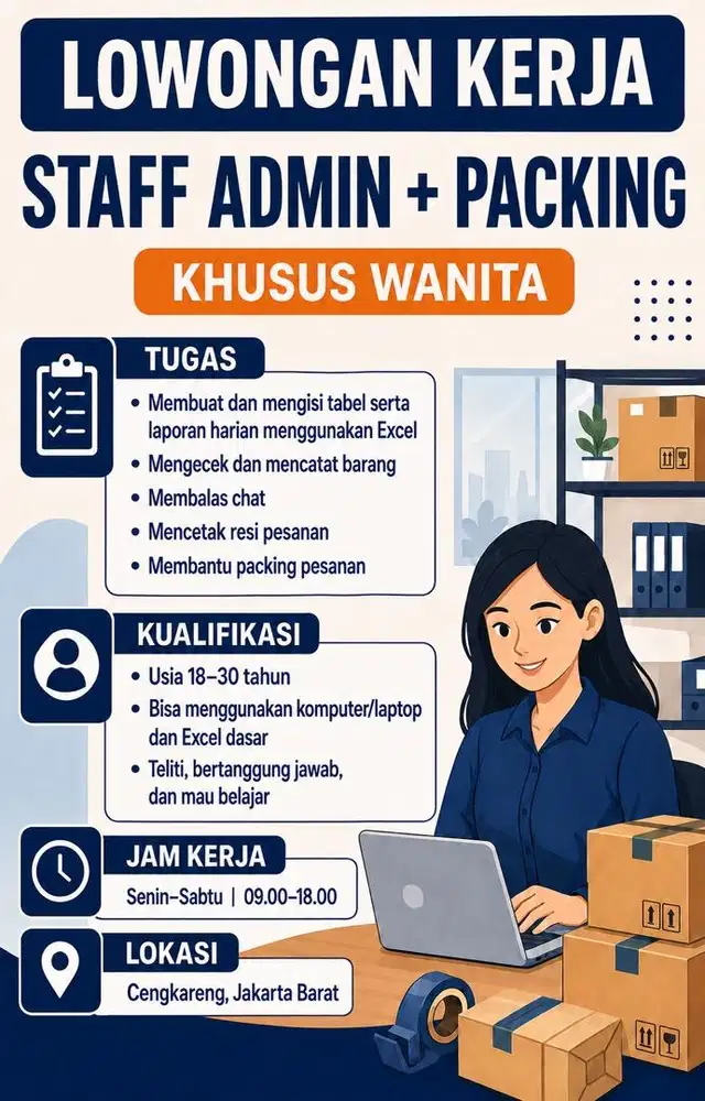 Asisten admin + packing (BISA KOMPUTER)