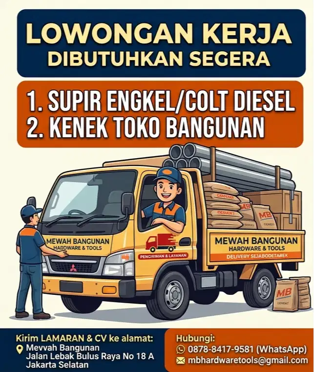Dicari supir dan kenek toko bangunan
