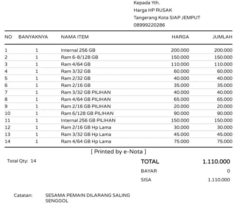 DICARI HP RUSAK RONGSOKAN