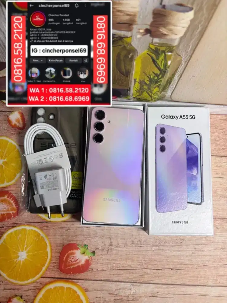 Jual hp likenew samsung A55 5G 8/256 istimewa grns resmi  free ADAPTOR