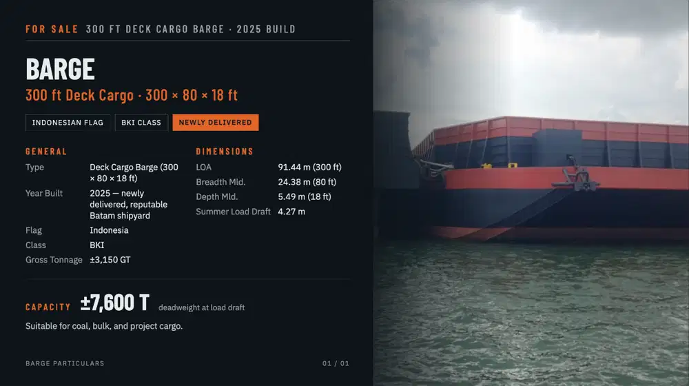 Dijual Tongkang 300 feet Baru (B06)