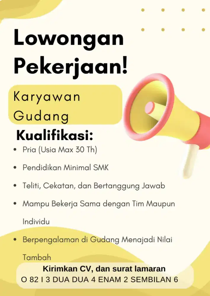 Dicari : Karyawan Gudang